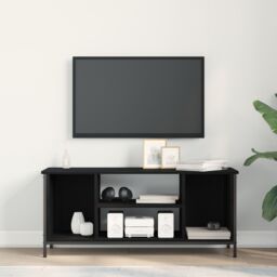 Berkfield Home Black Oak Entertainment Centre Black oak Engineered wood, metal - thumbnail 4
