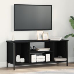 Berkfield Home Black Oak Entertainment Centre Black oak Engineered wood, metal - thumbnail 1