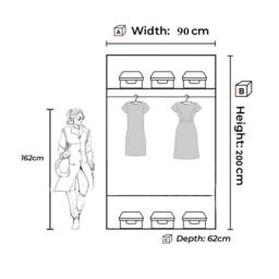 Sliding Wardrobes 4U Modern Double Sliding Door Wardrobe 90cm X 200cm in Black - Size: 90 cm X 200 cm - thumbnail 2