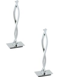 Loops 2 PACK Table Lamp Chrome Shade White Plastic In Line Switch LED 2x5W Included