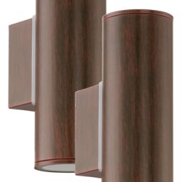 Loops 2 PACK IP44 Outdoor Wall Light Antique Brown Steel Up & Down Lamp 1x 60W E27 in Metallics