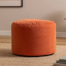 icon Milano Bean Bag Footstool Corduroy Round Pouffe in Terracotta - thumbnail 1