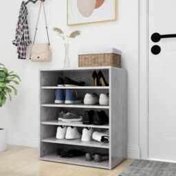 Berkfield Home Shoe Cabinet Concrete Grey 60x35x70 cm Engineered Wood - Size: 60 x 35 x 70 cm