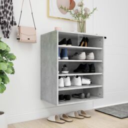 Berkfield Home Shoe Cabinet Concrete Grey 60x35x70 cm Engineered Wood - Size: 60 x 35 x 70 cm - thumbnail 3