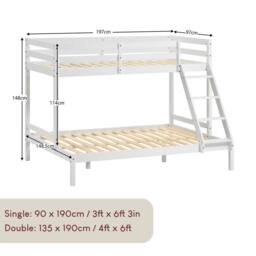 HD Designs Sydney Triple Sleeper Bunk Bed Frame Bedroom Furniture in White - Size: Single - thumbnail 2