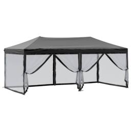 Berkfield Home Sturdy Folding Party Tent with Sidewalls Black 3x6 m - thumbnail 6