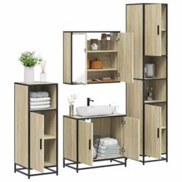 Berkfield Home 4¬†Piece Bathroom Furniture Set¬†Sonoma Oak Engineered Wood in Brown - thumbnail 2