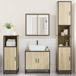 Berkfield Home 4¬†Piece Bathroom Furniture Set¬†Sonoma Oak Engineered Wood in Brown - thumbnail 3