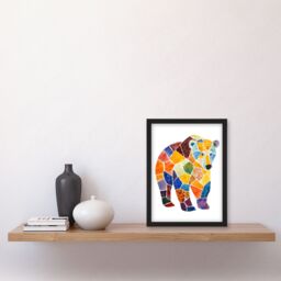 "Artery8 Polar Bear With Mosaic Pattern Folk Art Painting Framed Wall Art - Size: W12"" x H16""" - thumbnail 4