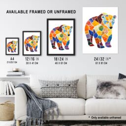 "Artery8 Polar Bear With Mosaic Pattern Folk Art Painting Framed Wall Art - Size: W12"" x H16""" - thumbnail 3