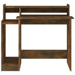 Berkfield Home Desk with LED Lights Smoked Oak 97x45x90 cm Engineered Wood in Brown - Size: 97 x 45 x 90 cm - thumbnail 8