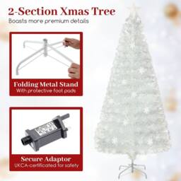 Costway 6 FT Artificial Fiber Optic Christmas Tree White Pre-lit Xmas Tree - thumbnail 8