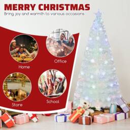 Costway 6 FT Artificial Fiber Optic Christmas Tree White Pre-lit Xmas Tree - thumbnail 6