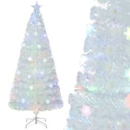 Costway 6 FT Artificial Fiber Optic Christmas Tree White Pre-lit Xmas Tree - thumbnail 9