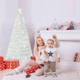 Costway 6 FT Artificial Fiber Optic Christmas Tree White Pre-lit Xmas Tree - thumbnail 1