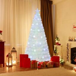 Costway 6 FT Artificial Fiber Optic Christmas Tree White Pre-lit Xmas Tree - thumbnail 2
