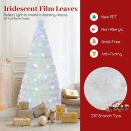 Costway 6 FT Artificial Fiber Optic Christmas Tree White Pre-lit Xmas Tree - thumbnail 4