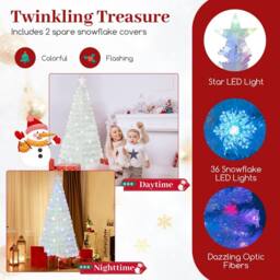 Costway 6 FT Artificial Fiber Optic Christmas Tree White Pre-lit Xmas Tree - thumbnail 5