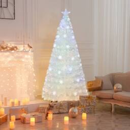 Costway 6 FT Artificial Fiber Optic Christmas Tree White Pre-lit Xmas Tree - thumbnail 7