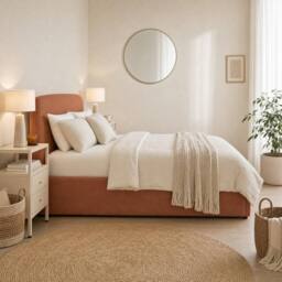 FurnitureboxUK Amelie Fabric Ottoman Bed Frame in Terracotta - Size: King - thumbnail 4