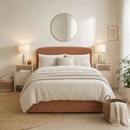 FurnitureboxUK Amelie Fabric Ottoman Bed Frame in Terracotta - Size: King - thumbnail 3