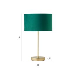 ValueLights Charlie Gold Stem Table Lamp with Velvet Drum with Gold Inner Lamp Shade & Bulb in Bottle Green - thumbnail 8