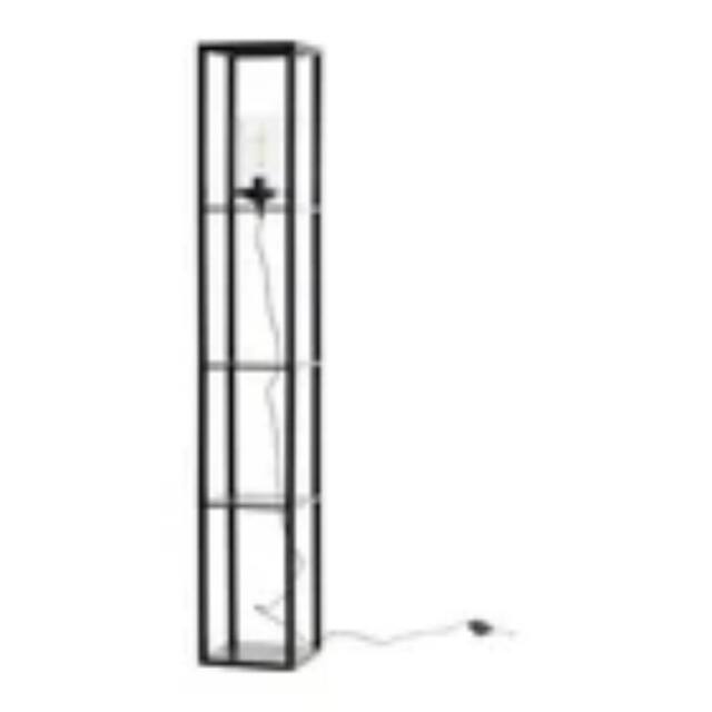 Havendro Modern Shelved Unit Floor Lamp Standing Light with Shelf Glass Shade in Black - image 1