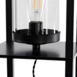 Havendro Modern Shelved Unit Floor Lamp Standing Light with Shelf Glass Shade in Black - thumbnail 4