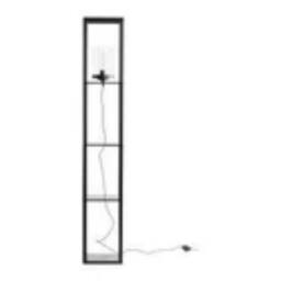 Havendro Modern Shelved Unit Floor Lamp Standing Light with Shelf Glass Shade in Black - thumbnail 2