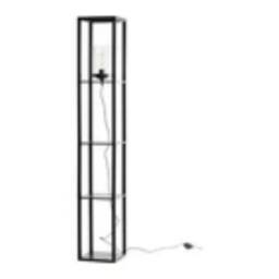 Havendro Modern Shelved Unit Floor Lamp Standing Light with Shelf Glass Shade in Black - thumbnail 1