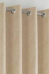 Enhanced Living Herringbone Jacquard Blackout Eyelet Curtains - Bedroom & Living Room in Natural - Size: 117 cm width x 137 cm drop - thumbnail 2