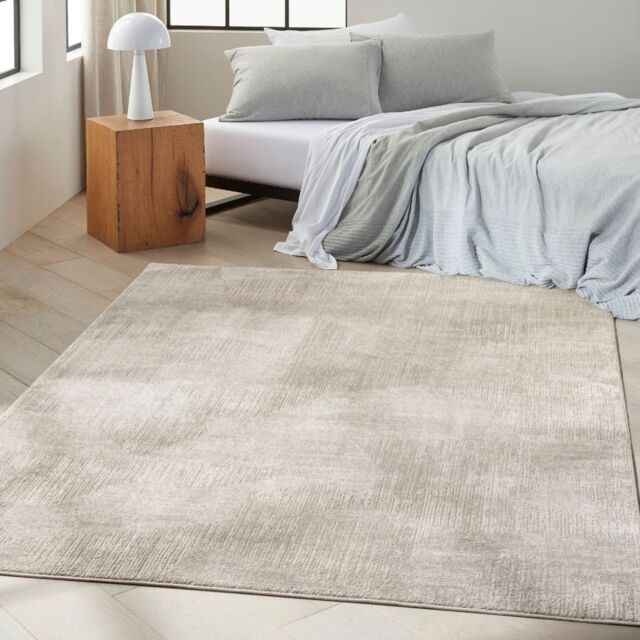 The Rug Shop UK Silver Modern Abstract Polyester Easy to Clean Latex Back Rug - Size: 240 cm x 300 cm - image 1