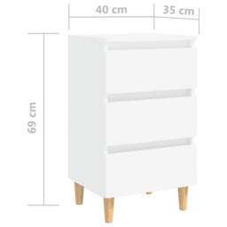 Berkfield Home Bed Cabinet with Solid Wood Legs White 40x35x69 cm - Size: 40 x 35 x 69 cm - thumbnail 7