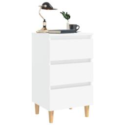 Berkfield Home Bed Cabinet with Solid Wood Legs White 40x35x69 cm - Size: 40 x 35 x 69 cm - thumbnail 3