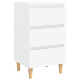 Berkfield Home Bed Cabinet with Solid Wood Legs White 40x35x69 cm - Size: 40 x 35 x 69 cm