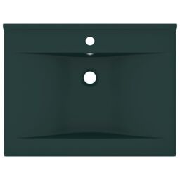 Berkfield Home Luxury Basin with Faucet Hole Matt Dark Green 60x46 cm Ceramic - thumbnail 3