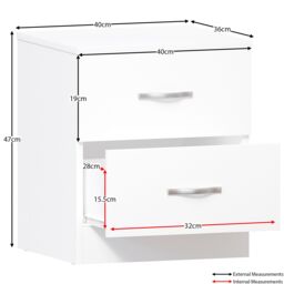 Home Discount Riano 3Pc Bedroom Set - 2 Drawer Bedside, 5 Drawer Chest & Wardrobe in White - thumbnail 5
