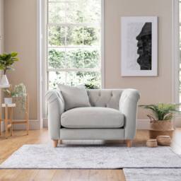 The Great Sofa Company Kensington Velvet Chesterfield Armchair in Silver - thumbnail 1