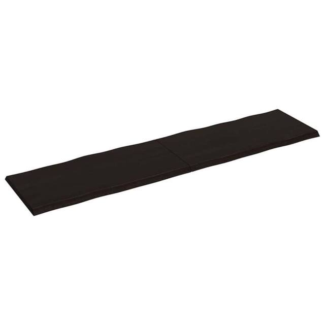 Berkfield Home Table Top Dark Grey 200x50x(2-4) cm Treated Solid Wood Live Edge in Brown - image 1