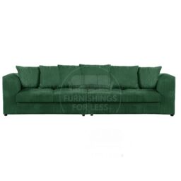 Furnishings For Less UK Luxor Long Fabric Jumbo Cord 4 Seater Sofa - Scatter Back in Green