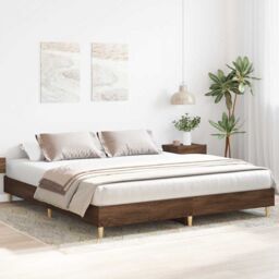 Berkfield Home Bed Frame No Mattress Brown Oak 200x200 cm Engineered Wood - thumbnail 3