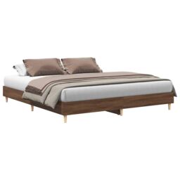 Berkfield Home Bed Frame No Mattress Brown Oak 200x200 cm Engineered Wood - thumbnail 2
