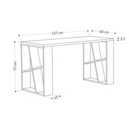 Decortie Honey' Modern Desk with Bookshelf Legs 137cm in Natural - Size: 1 Pack - thumbnail 4