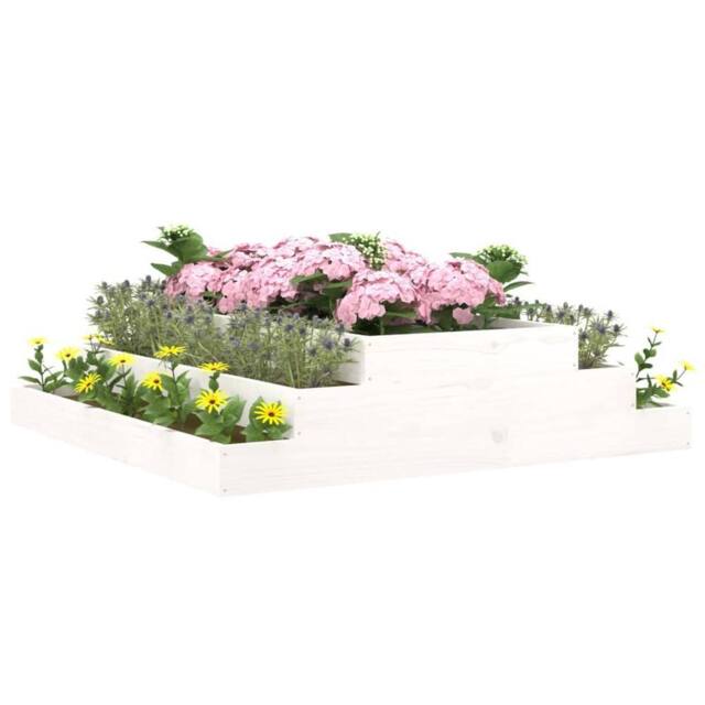 Berkfield Home Planter White 110x110x27 cm Solid Wood Pine - Size: 110 x 110 x 27 cm - image 1