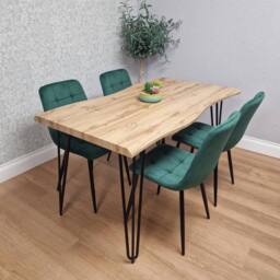 KOSY KOALA Dining Table Set With 4 Green Velvet Chairs Kitchen Furniture - thumbnail 2
