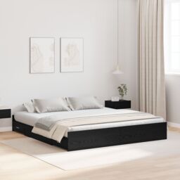 Berkfield Home Storage Bed Frame with Drawer with Headboard with Storage Black oak 180 x 200 cm