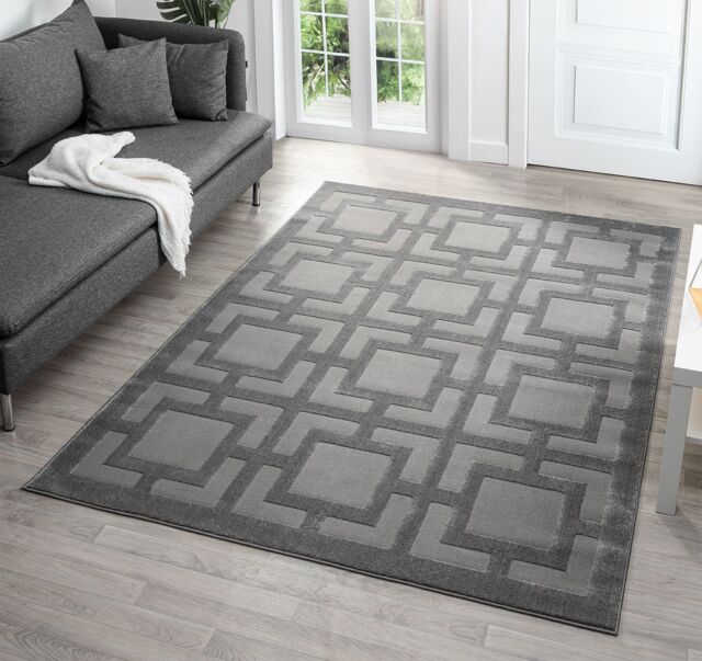 Desire Rugs Vellure Modern Living Room Area Rug Embossed Metallic Sheen Maze in Grey - Size: 200 cm x 290 cm - image 1