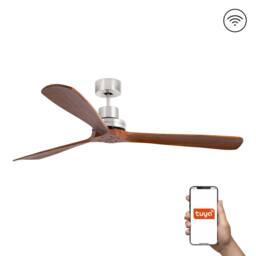 Netlighting Lantau XL 3 Blade Ceiling Fan Satin Nickel Walnut Tuya Smart System in Brown - thumbnail 1