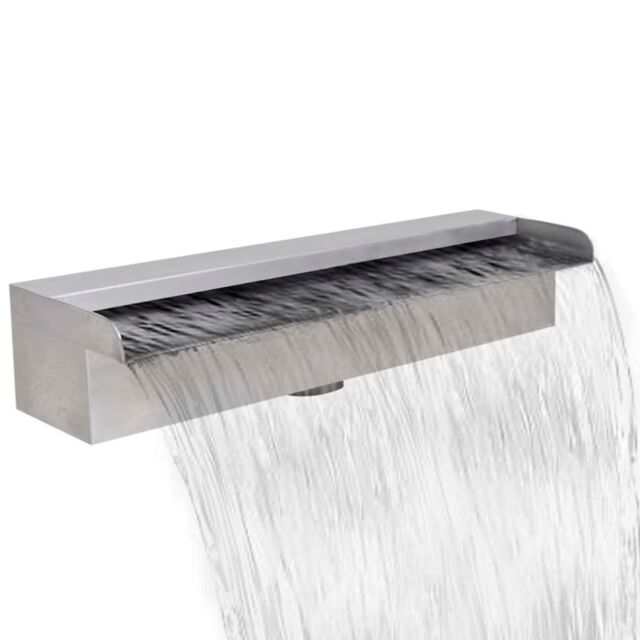Berkfield Home Rectangular Waterfall Pool Fountain Stainless Steel 45 cm in Silver - image 1