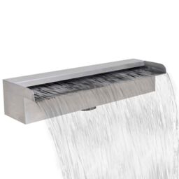 Berkfield Home Rectangular Waterfall Pool Fountain Stainless Steel 45 cm in Silver
